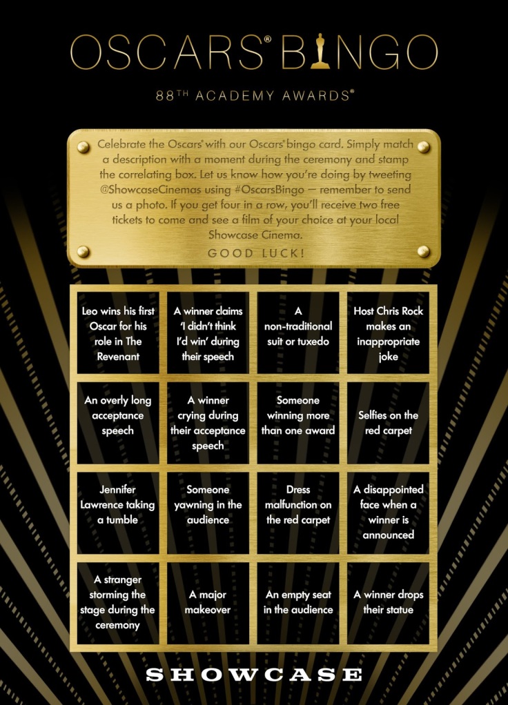 Showcase Oscars Bingo Card